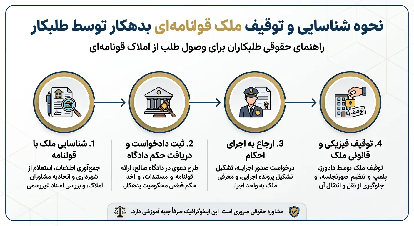 نحوه شناسایی و توقیف ملک قولنامه‌ای بدهکار توسط طلبکار
