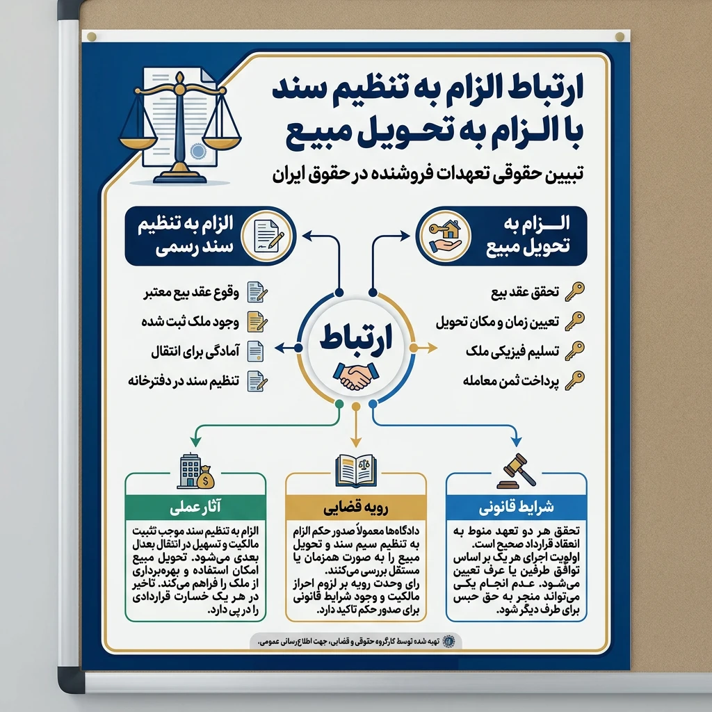 ارتباط الزام به تنظیم سند با الزام به تحویل مبیع
