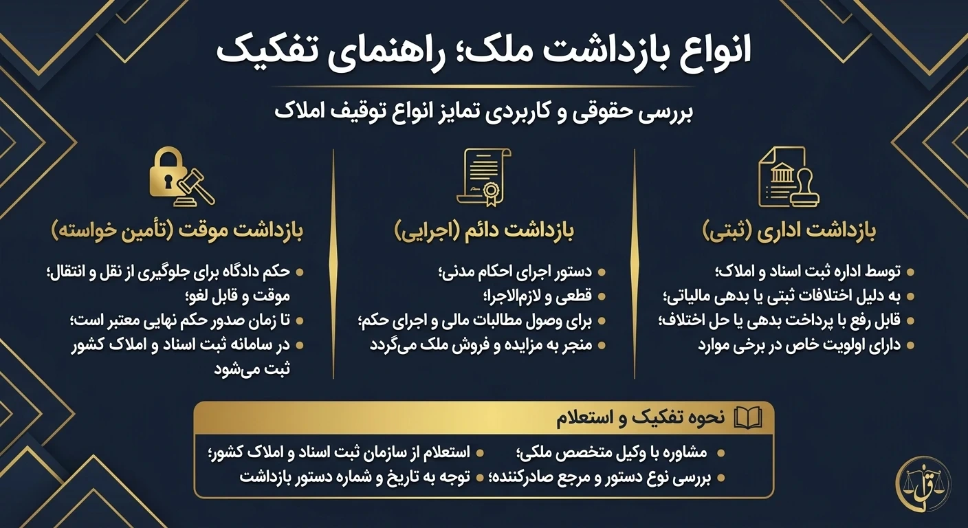 انواع بازداشت ملک؛ راهنمای تفکیک